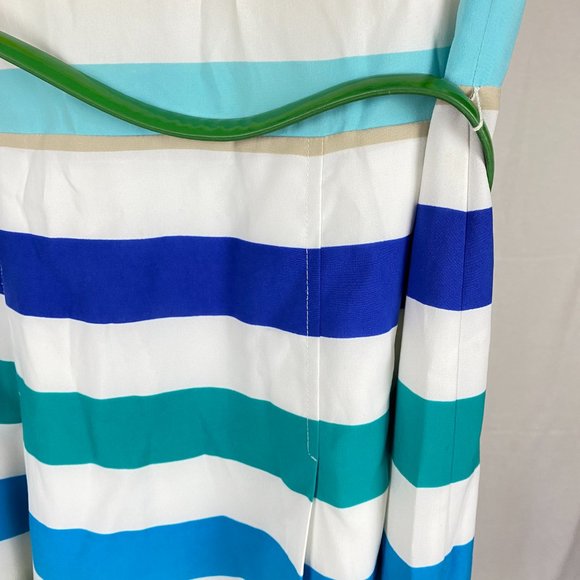 Calvin Klein Women's Multi Colour A-Line Dress With Green Belt - Picture 7 of 15